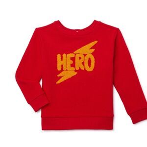Wonder Nation New Toddler Boy Red Sweatshirt “ Hero” printed crewneck 5T Casual